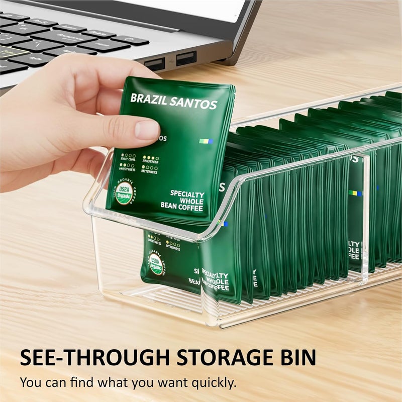 FUCDTEFC Tea Bag Organizer, Tea Bag Holder Box Storage Bin, Clear Tea Packet Plastic Drawer, Sugar Packet, Coffee, Condiment, Spice Bag Holder for Kitchen Cabinet, Countertop, Fridge - Image 2